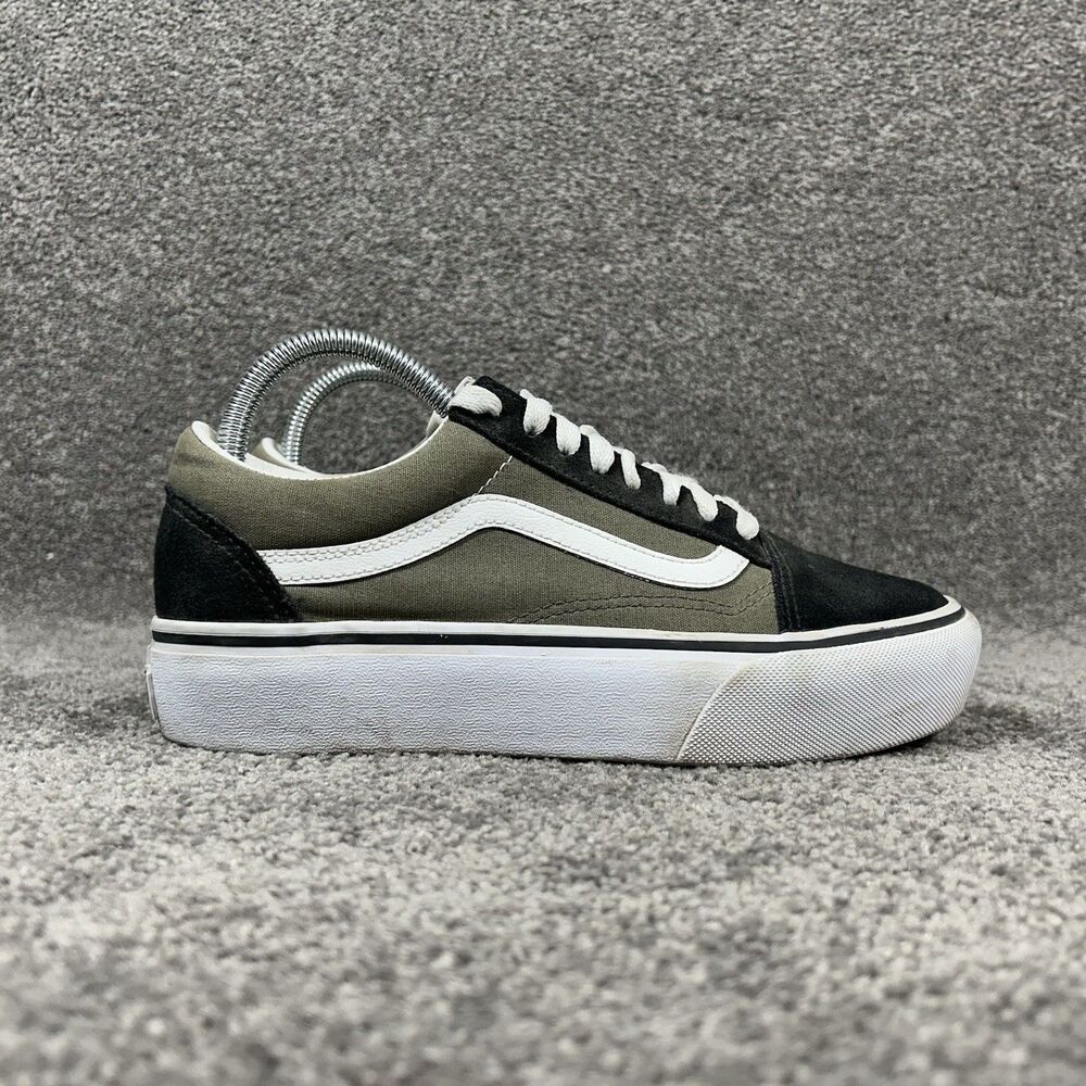 Vans Black and Olive Platform Shoes